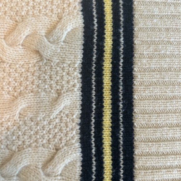 RARE! Ralph Lauren RUGBY V-Neck Cable Knit Sweater Vest | Cream | Collegiate L - Picture 4 of 5